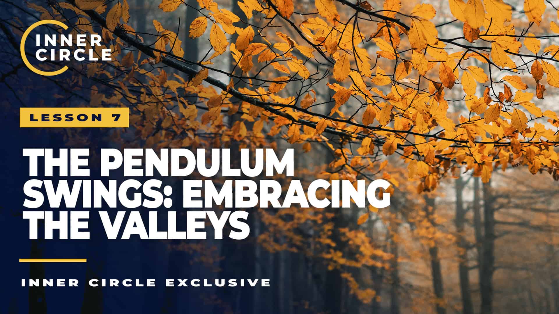 Autumn trees with orange leaves and a misty background for Lesson 7.